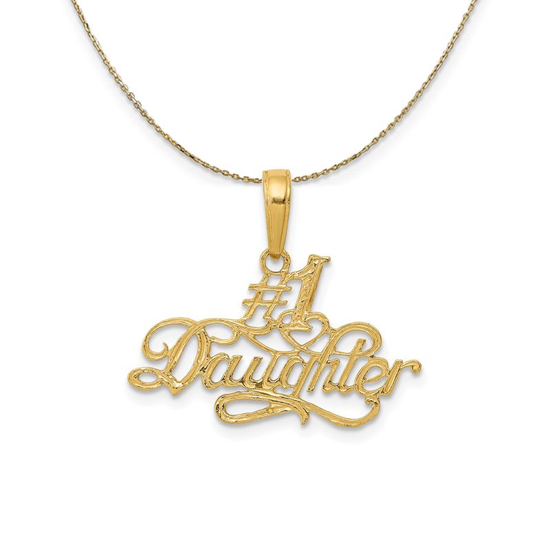 14k Yellow Gold Script #1 Daughter Necklace - 18 Inch
